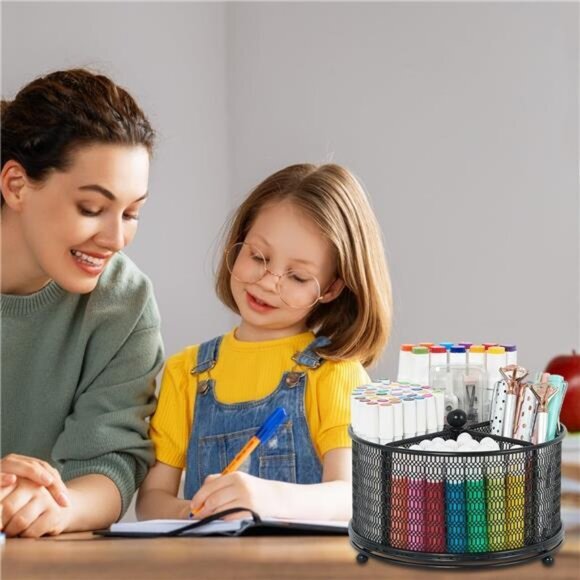 360°‎ Rotate Pencil Holder: Office & Art Supply Organizer, Black - Picture 7 of 8